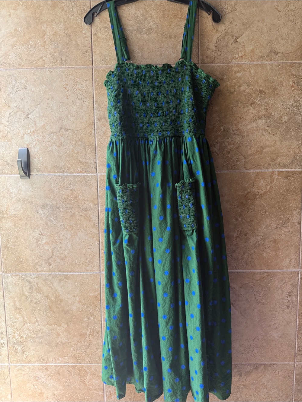 Anthropologie Pinnacle by Shruti Sancheti Smocked A-Line Midi Dress Pockets M - Picture 3 of 16